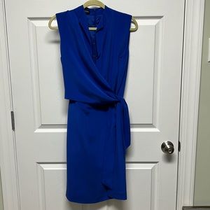 Blue Silk Business Wrap Dress